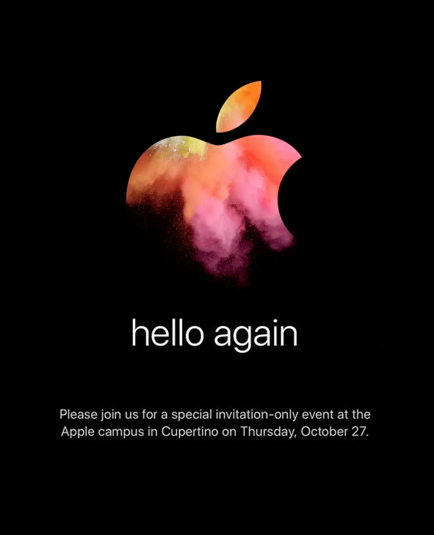 Apple Event invitation: hello again