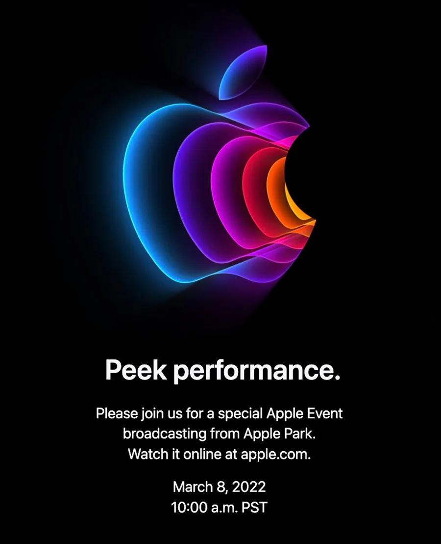 Apple Event invitation: Peek performance.