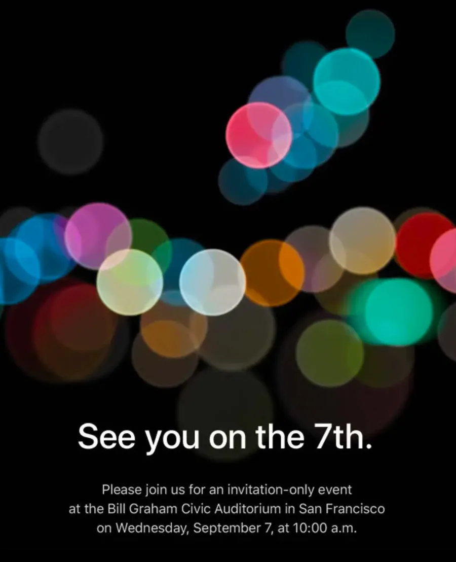 Apple Event invitation: See you on the 7th.