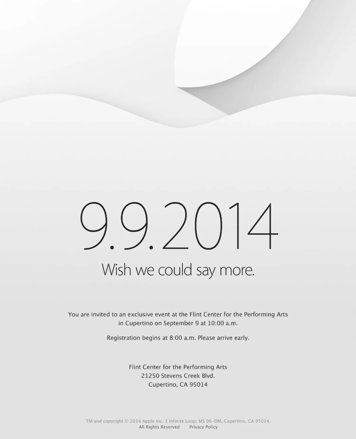 Apple Event invitation: Wish we could say more.